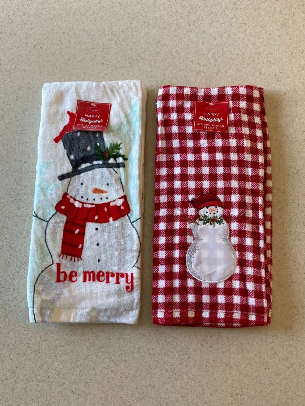 NWT St. Nicholas Square Kitchen Towels 4 Pc. Set Snowmen Theme